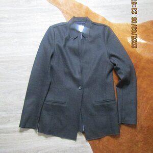 Gap 100% wool blazer slim cut tall black with raw edged collar satin trimming